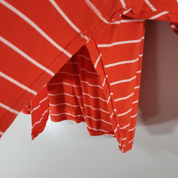 WE THE FREE Can't Fool Me red orange striped versatile tie front pull-over top - Picture 10 of 12